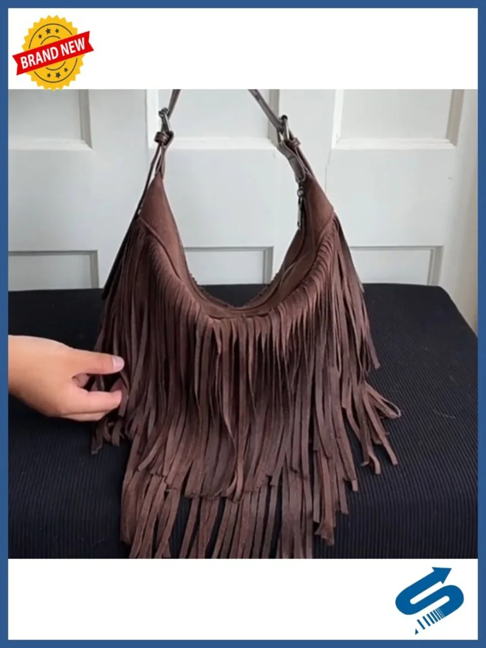 Suede Fringe Hobo Bag Crossbody Shoulder Bag Adjustable Strap Tassel Handbag